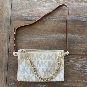 MK belt bag .. size small, cream & gold, used once